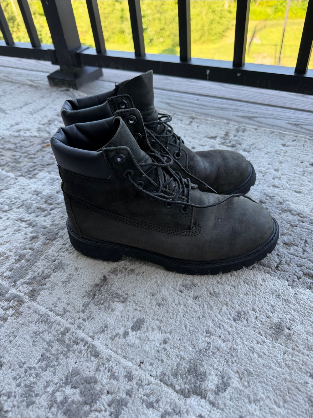 Grey/Black Nubuck Timberlands 4.5Y/6W